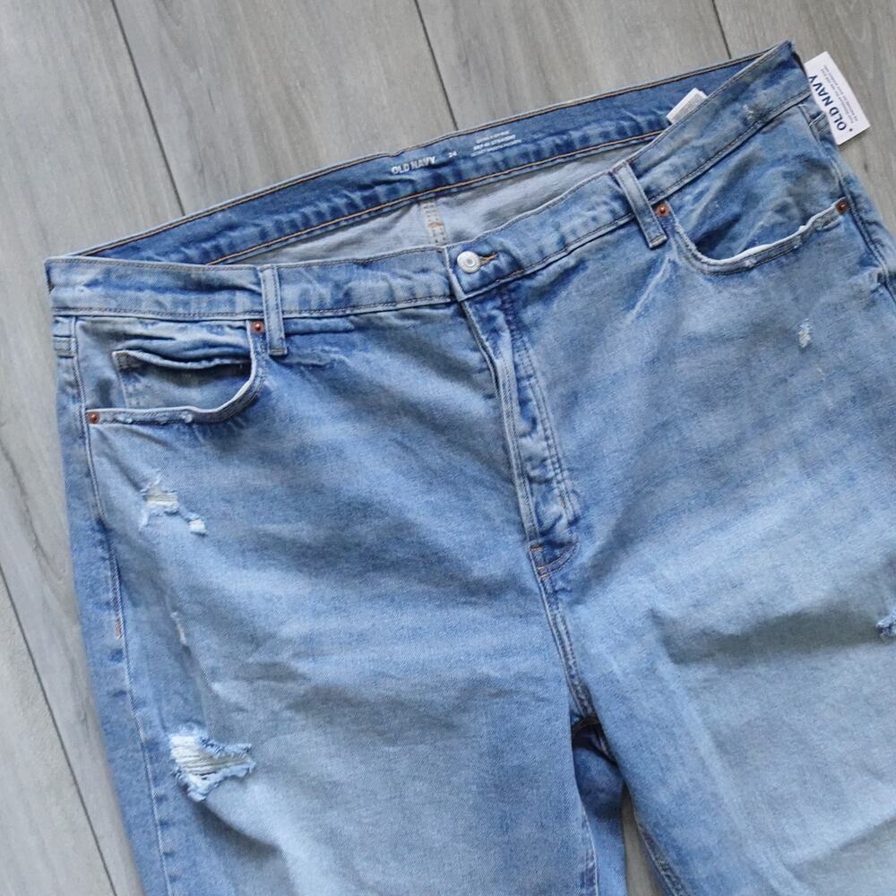 Old Navy High-Rise Button-Fly Sky-Hi Straight Raw-Hem Blue Jeans New size 24 - Picture 6 of 14